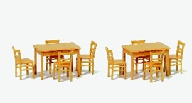 Zdjęcie Preiser 17218 - 2 stoły, 8 krzeseł.