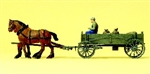 Preiser 30411 - Wóz, 2 konie z woźnicą
